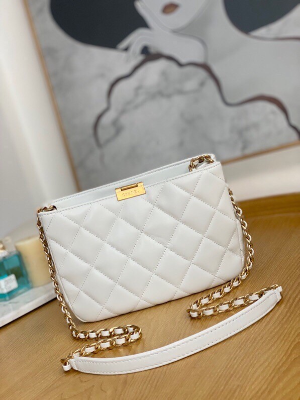 Chanel SMALL HOBO BAG AS3476 white