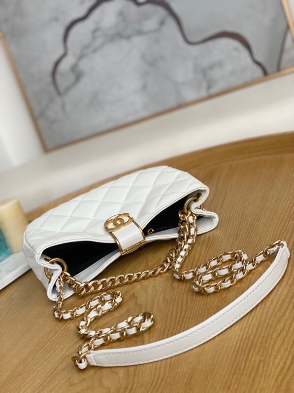 Chanel SMALL HOBO BAG AS3476 white