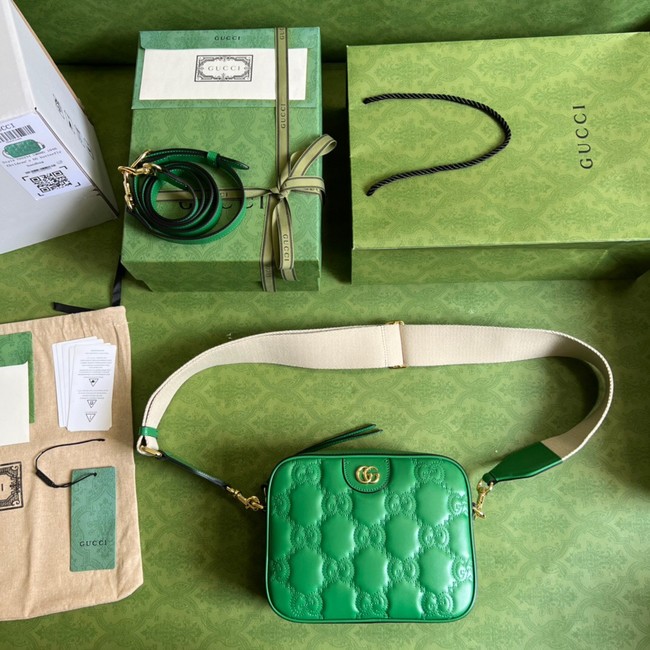 Gucci GG Matelasse leather shoulder bag 702234 Bright green