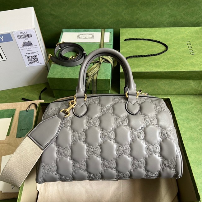 Gucci GG Matelasse leather top handle bag 702242 Dusty grey