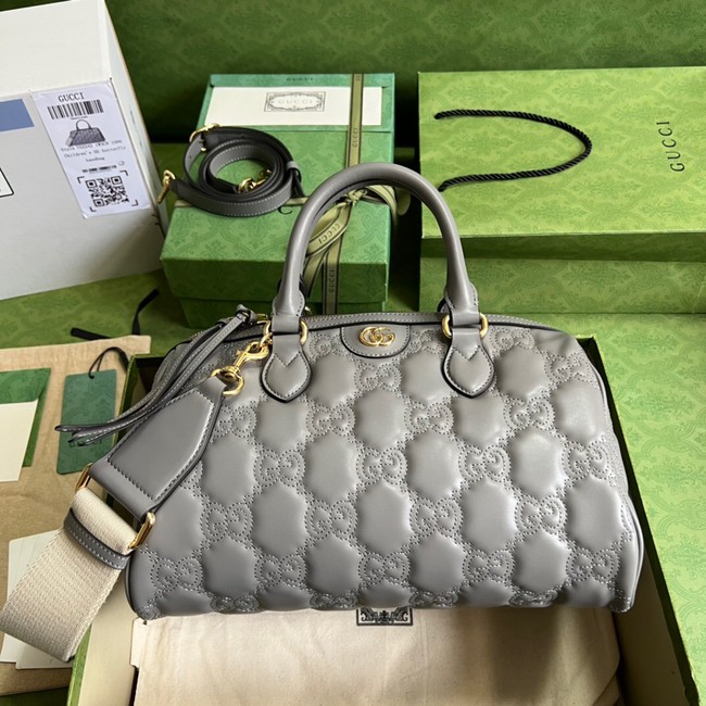 Gucci GG Matelasse leather top handle bag 702242 Dusty grey