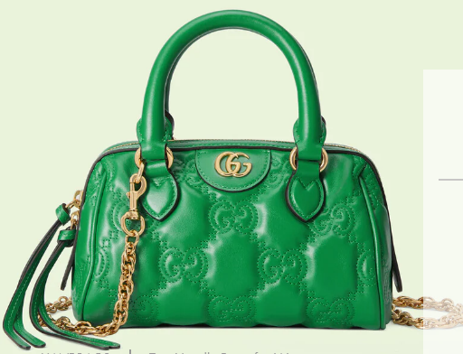 Gucci GG Matelasse leather top handle bag 702251 Bright green