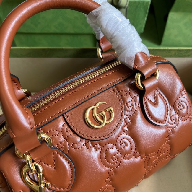 Gucci GG Matelasse leather top handle bag 702251 Light brown