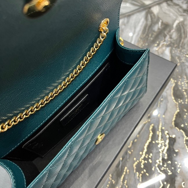 SAINT LAURENT MONOGRAM CHAIN WALLET IN MIX MATELASSE GRAIN DE POUDRE EMBOSSED LEATHER 620280 GREEN