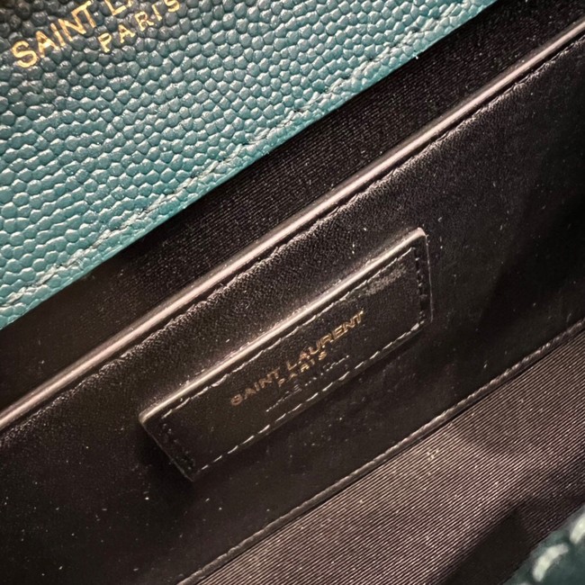 SAINT LAURENT MONOGRAM CHAIN WALLET IN MIX MATELASSE GRAIN DE POUDRE EMBOSSED LEATHER 620280 GREEN