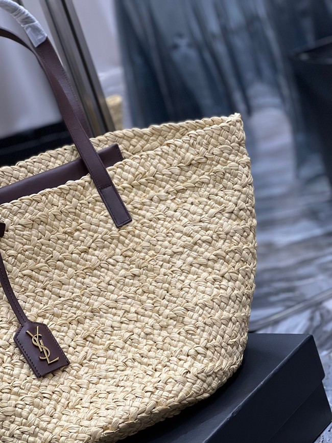 SAINT LAURENT PANIER MEDIUM BAG IN RAFFIA 693242 IVORY