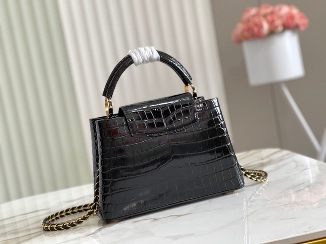 Louis Vuitton crocodile skin CAPUCINES BB M81190 black