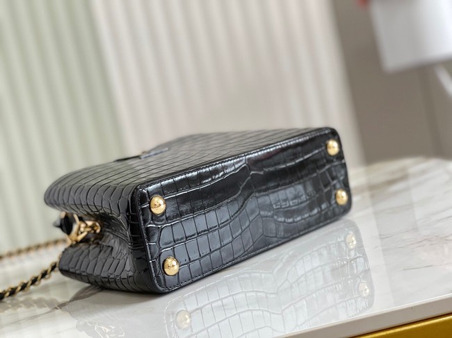 Louis Vuitton crocodile skin CAPUCINES BB M81190 black