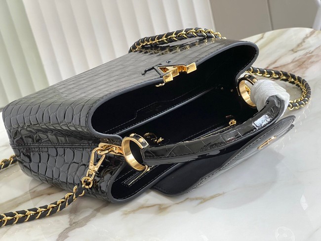 Louis Vuitton crocodile skin CAPUCINES BB M81190 black