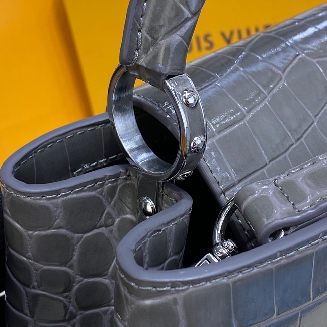 Louis Vuitton crocodile skin CAPUCINES BB M81190 dark gray