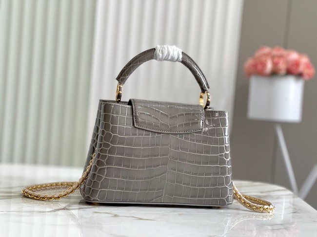 Louis Vuitton crocodile skin CAPUCINES BB M81190 gray