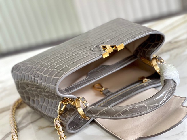 Louis Vuitton crocodile skin CAPUCINES BB M81190 gray