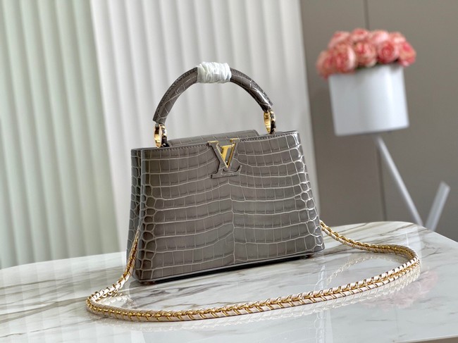 Louis Vuitton crocodile skin CAPUCINES BB M81190 gray