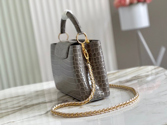 Louis Vuitton crocodile skin CAPUCINES BB M81190 gray