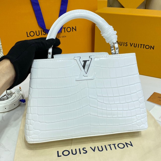 Louis Vuitton crocodile skin CAPUCINES BB M81190 white