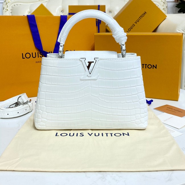 Louis Vuitton crocodile skin CAPUCINES BB M81190 white