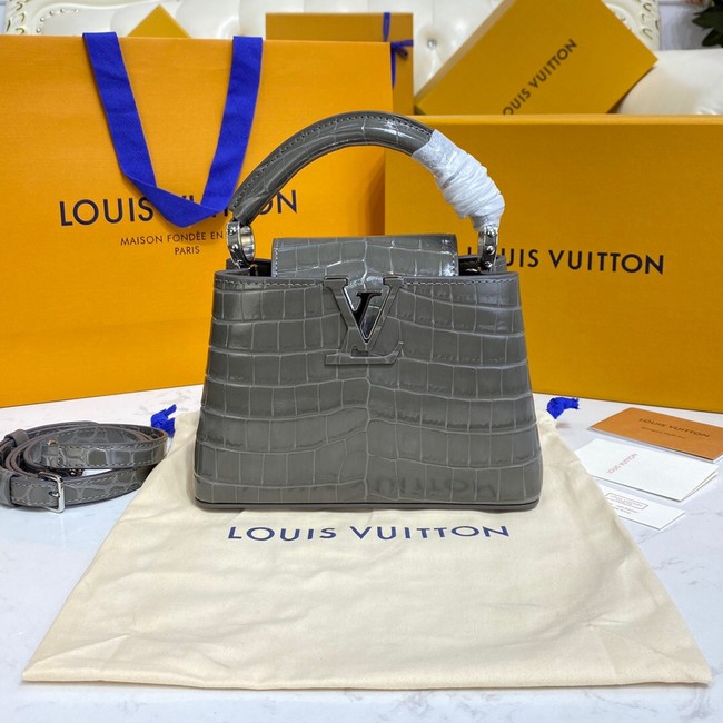 Louis Vuitton crocodile skin CAPUCINES MINI M81190 dark gray