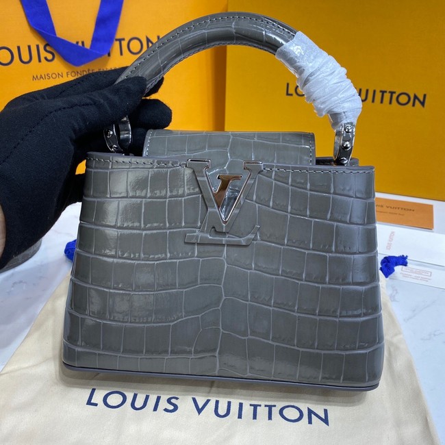 Louis Vuitton crocodile skin CAPUCINES MINI M81190 dark gray