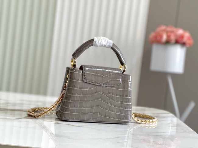 Louis Vuitton crocodile skin CAPUCINES MINI M81190 gray