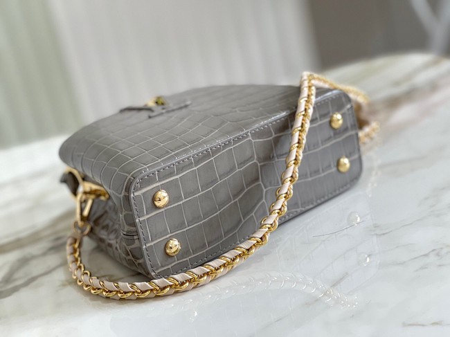 Louis Vuitton crocodile skin CAPUCINES MINI M81190 gray