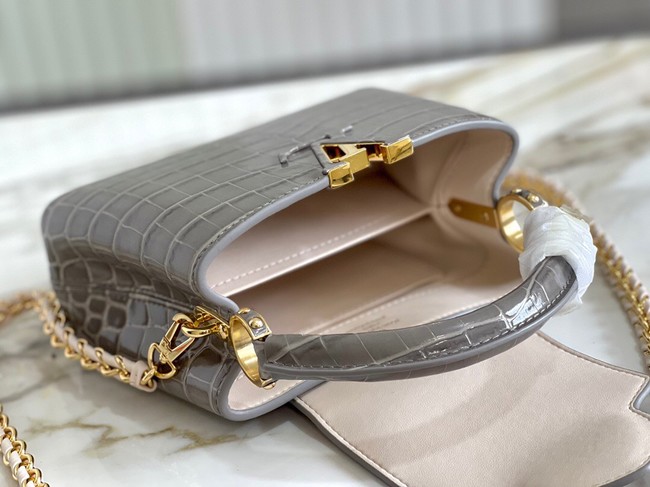 Louis Vuitton crocodile skin CAPUCINES MINI M81190 gray