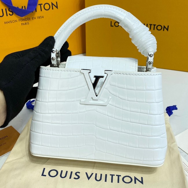 Louis Vuitton crocodile skin CAPUCINES MINI M81190 white