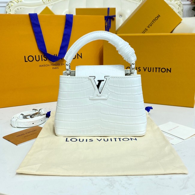 Louis Vuitton crocodile skin CAPUCINES MINI M81190 white