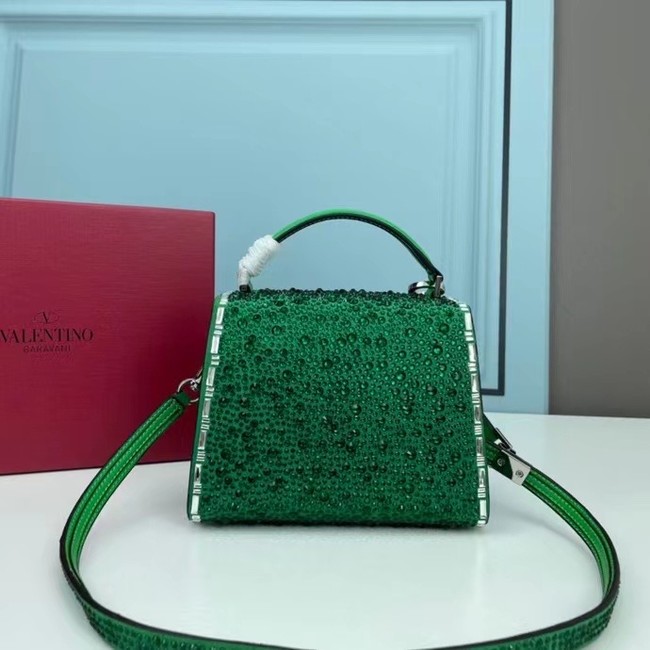 VALENTINO GARAVANI VSLING Shiny diamond Mini totebag XW2B1G9 green&silver-Tone Metal