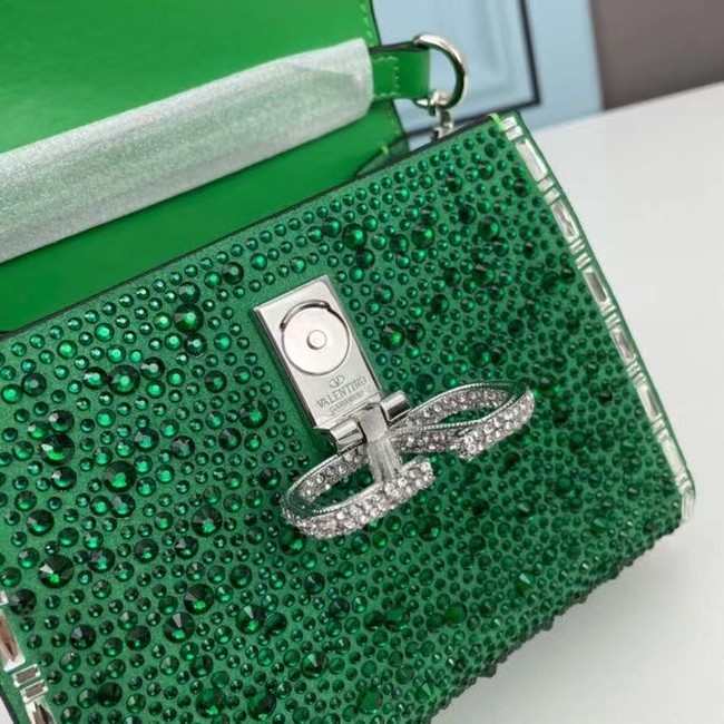 VALENTINO GARAVANI VSLING Shiny diamond Mini totebag XW2B1G9 green&silver-Tone Metal