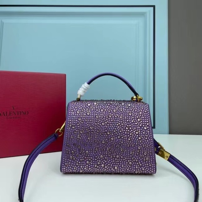 VALENTINO GARAVANI VSLING Shiny diamond Mini totebag XW2B1G9 purple&silver-Tone Metal