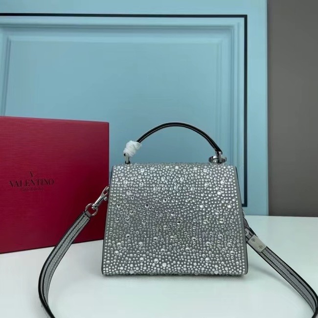 VALENTINO GARAVANI VSLING Shiny diamond Mini totebag XW2B1G9 silver&silver-Tone Metal