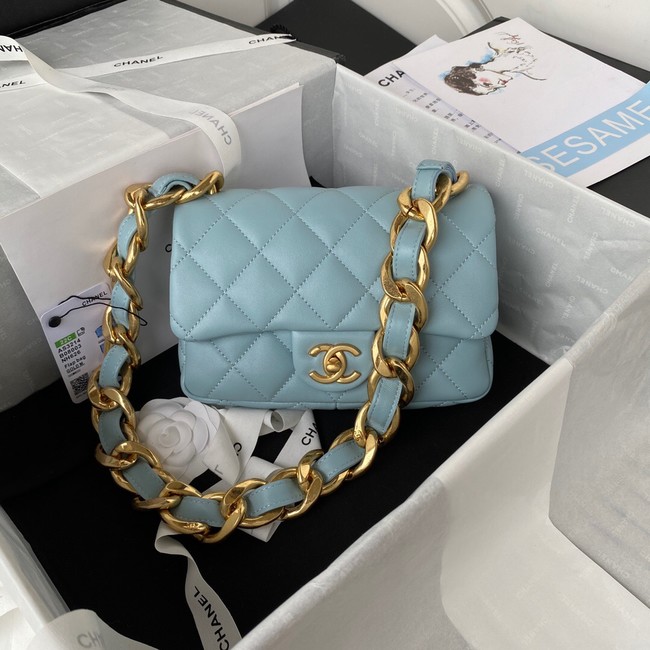 CHANEL FLAP BAG AS3214 light blue