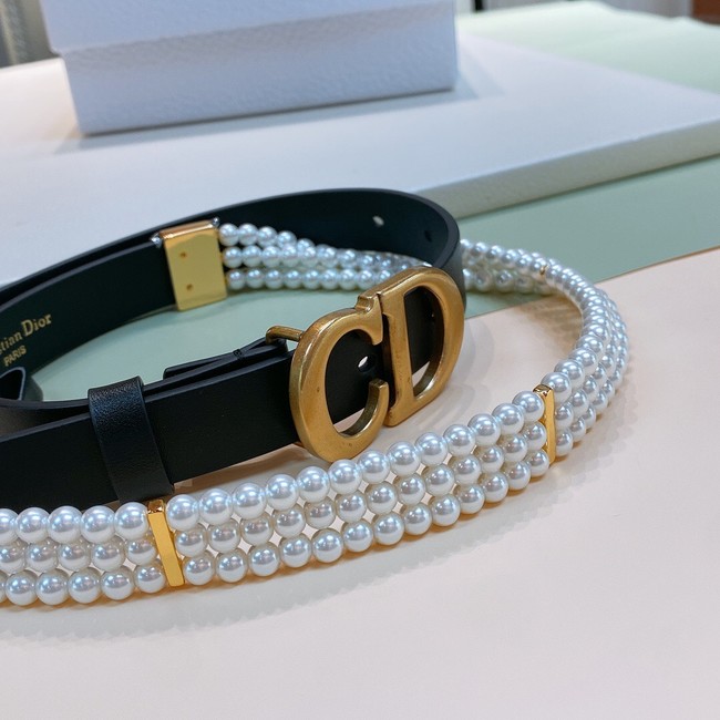 DIOR CARO PEARLS BELT 22 MM B0286UWFR black