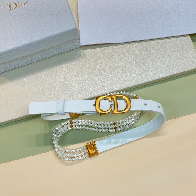 DIOR CARO PEARLS BELT 22 MM B0286UWFB white