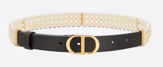 DIOR CARO PEARLS BELT 22 MM B0286UWFR black