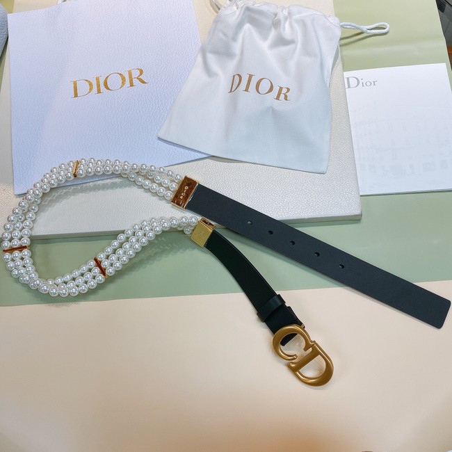 DIOR CARO PEARLS BELT 30 MM B0292UWFR black