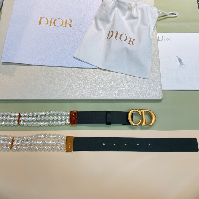 DIOR CARO PEARLS BELT 30 MM B0292UWFR black