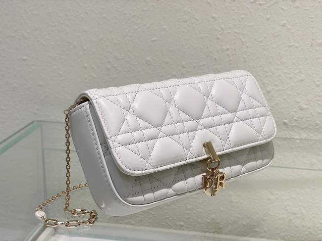 LADY DIOR PHONE POUCH Cannage Lambskin S0977O white