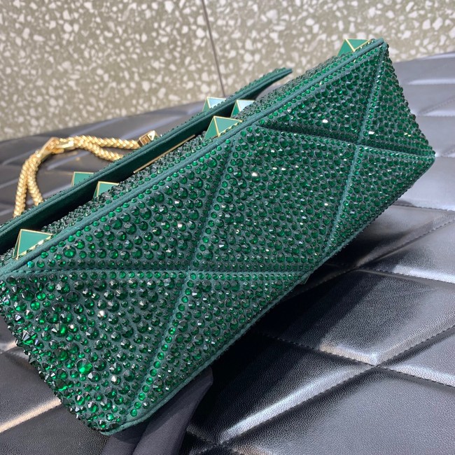 VALENTINO GARAVANI Roman Stud soft sheep leather chain shoulder bag VW0B0I82 green