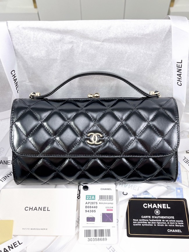 Chanel FLAP PHONE HOLDER WITH CHAIN AS2875 BLACK