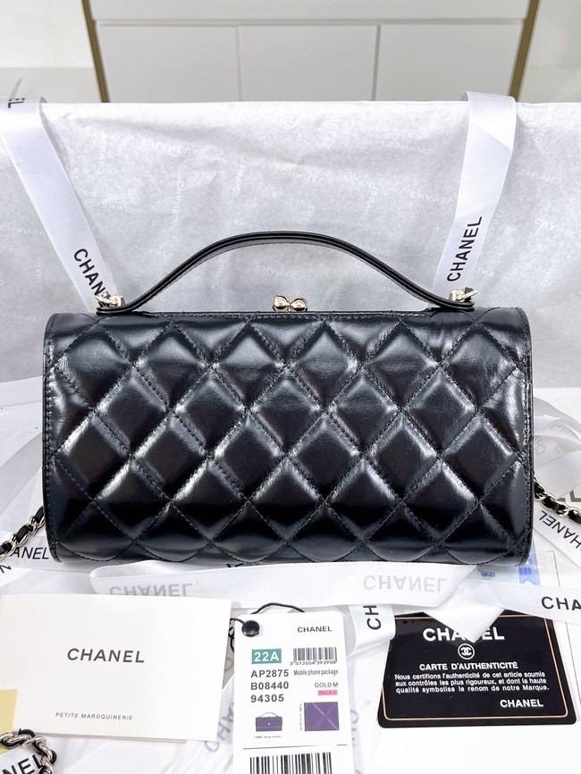 Chanel FLAP PHONE HOLDER WITH CHAIN AS2875 BLACK