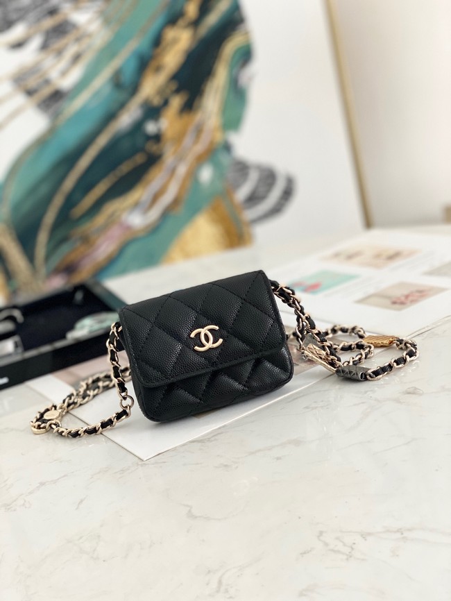 Chanel MINI BELT BAG Gold-Tone Metal 81161 BLACK