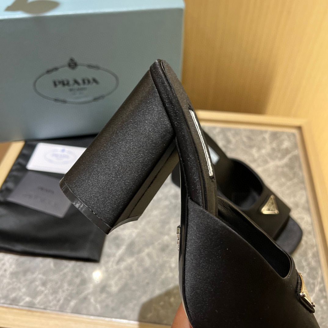 Prada Sandals Shoes PD36520 Silk Black