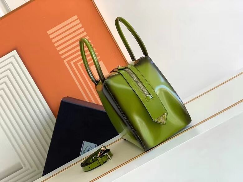 Prada leather tote bag 1BD663A green