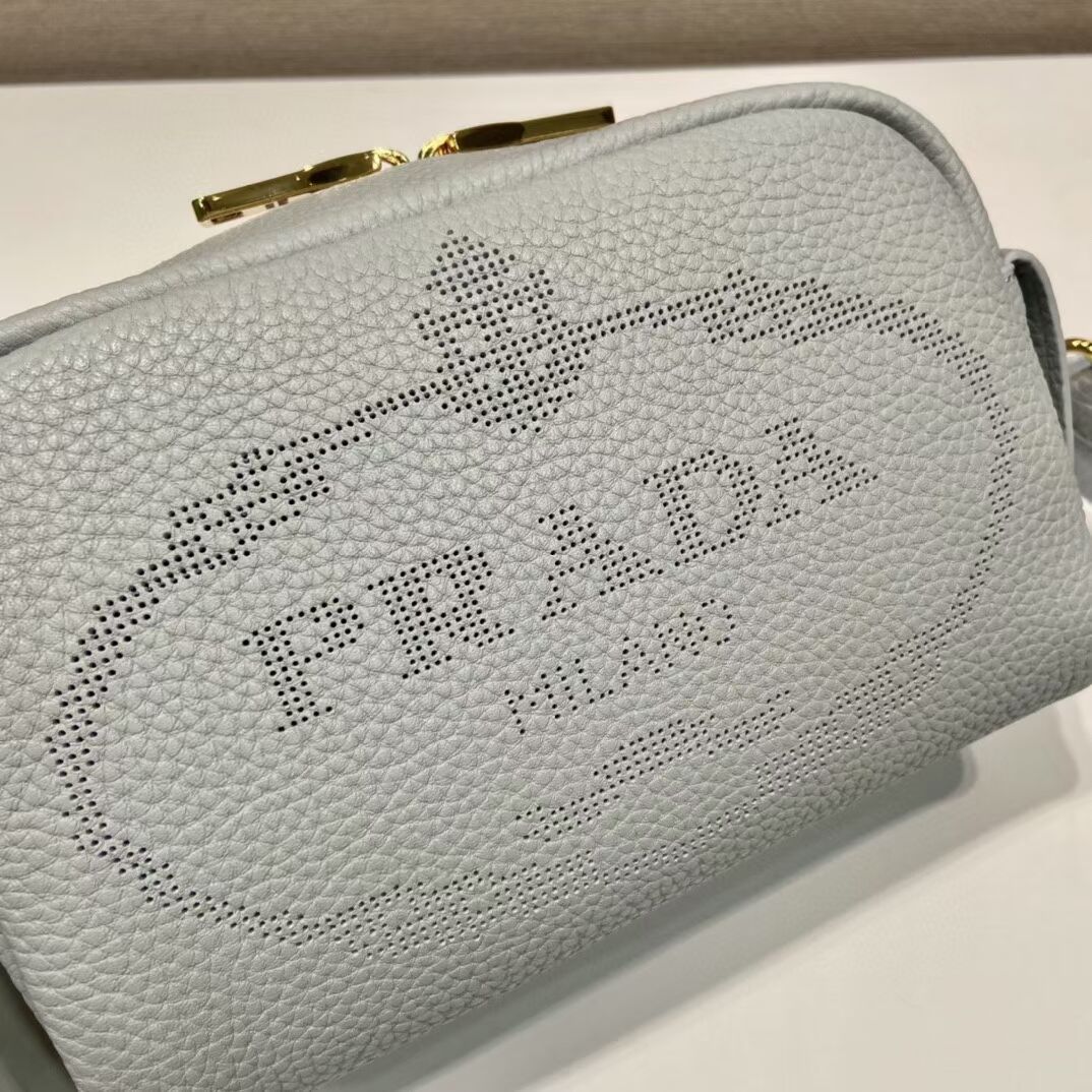 Prada Leather bag with shoulder strap 1DH781 light blue