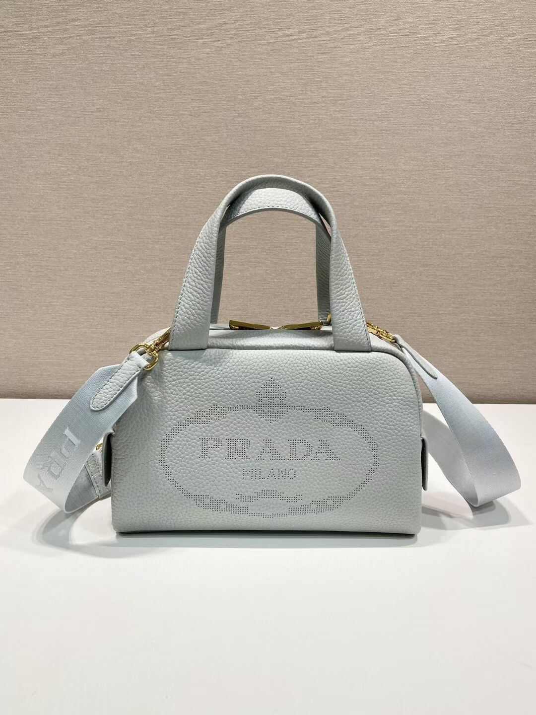 Prada leather tote bag 1DH770 light blue