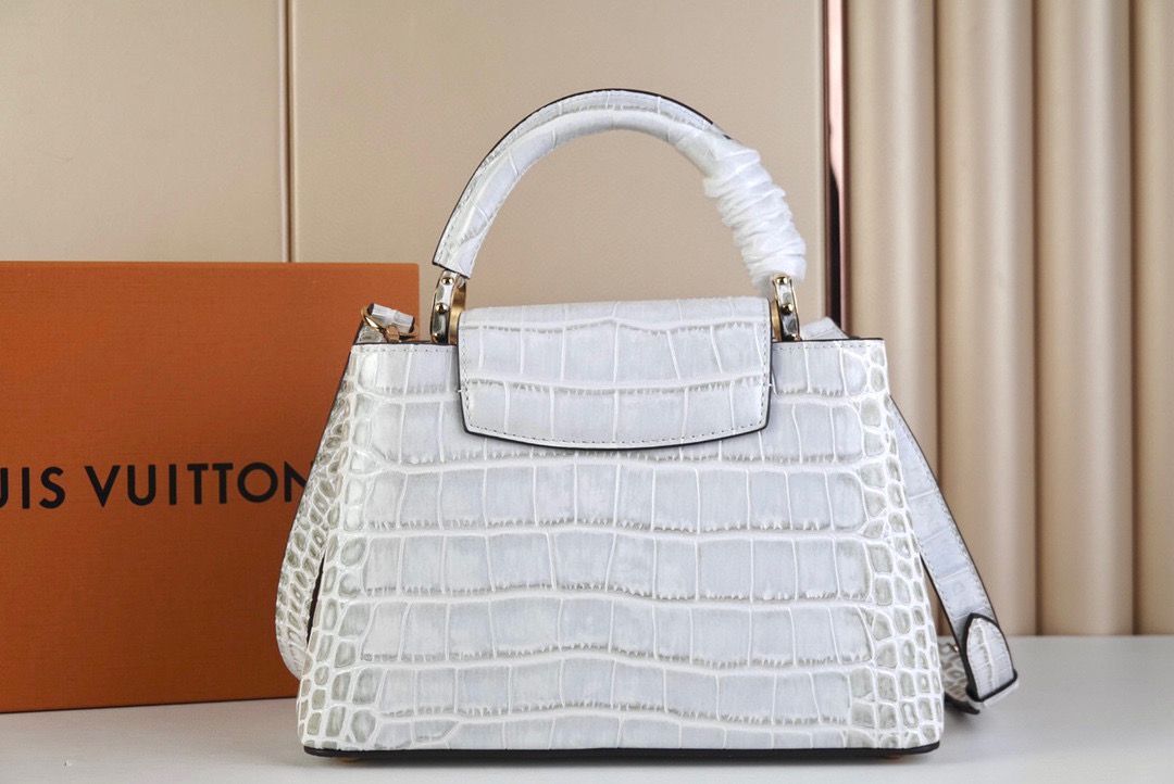 Louis Vuitton crocodile skin CAPUCINES BB M48865 White&Gray