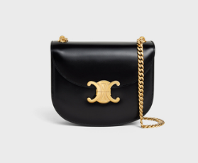 Celine TEEN CHAIN BESACE TRIOMPHE IN SHINY CALFSKIN 110973 BLACK