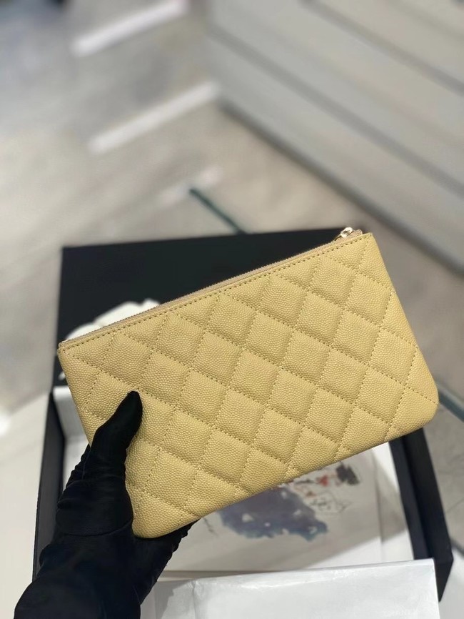 CHANEL SMALL POUCH Grained Calfskin & Gold-Tone Metal AP2968 yellow