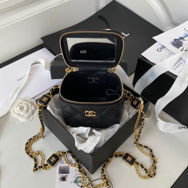 CHANEL SMALL VANITY WITH CHAIN Lambskin & Gold-Tone Metal AP2931 black